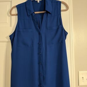Cobalt sleeveless collared top Express L